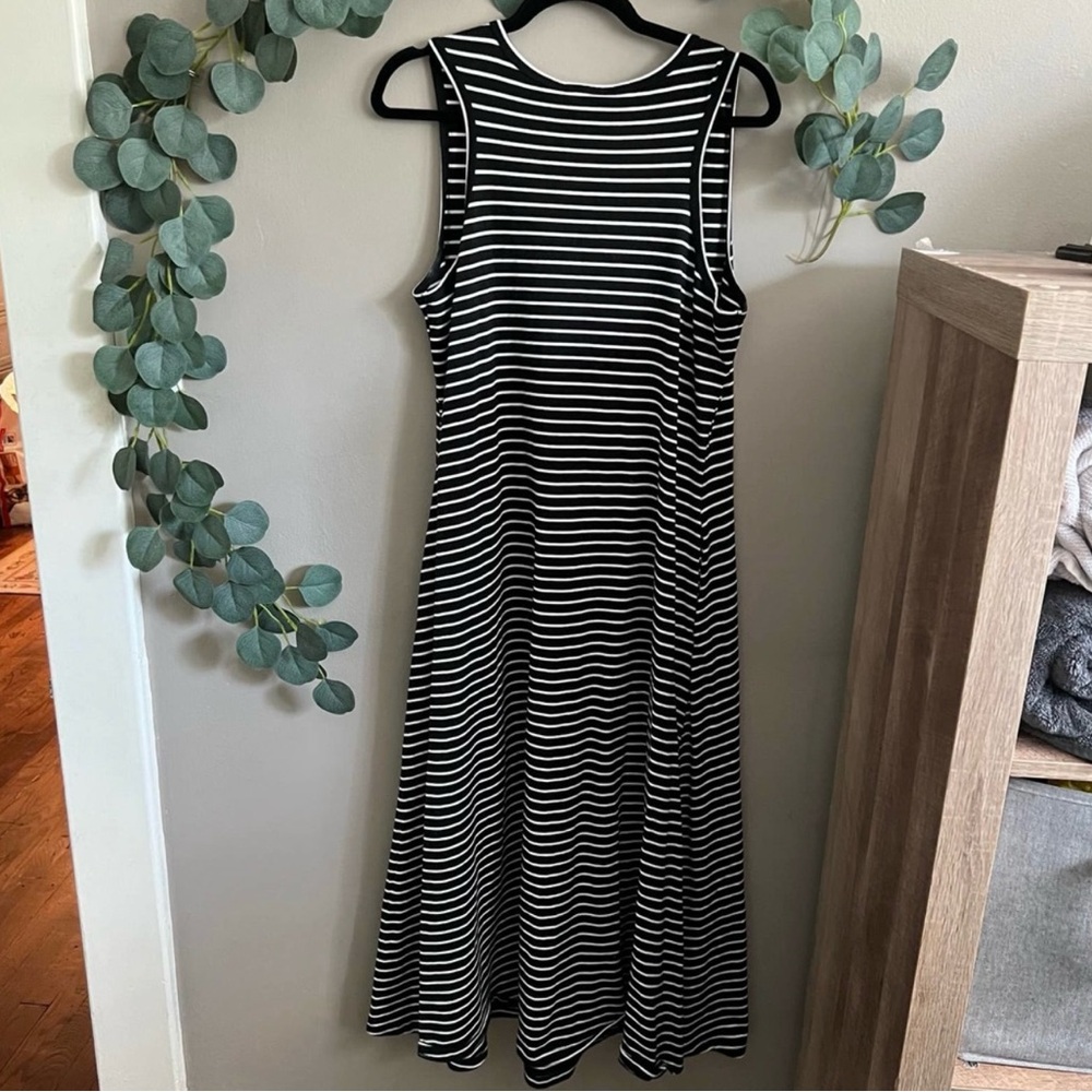 GIBSON LATIMER Black and White Stripe Midi Tank Dress in Size XL